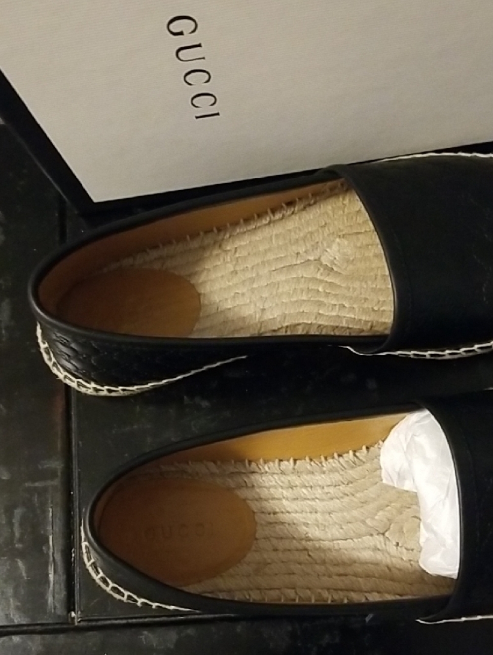 Gucci Black Quilted Leather Espadrille Flats - Picture 7 of 13